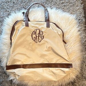 Elegant Cream and Brown Tote Bag